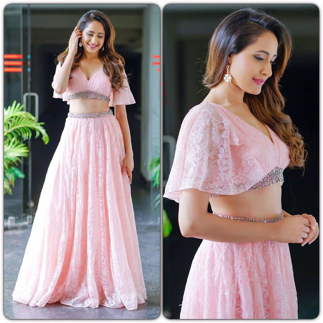 Actress Pragya Jaiswal Latest Cute Pics In Pink Long Dress 3